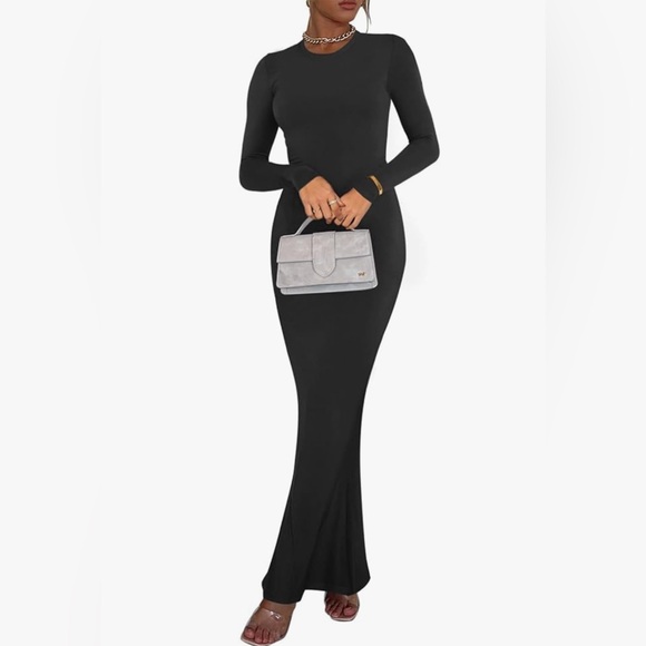 ReoRia Dresses & Skirts - ReoRia Women’s Sexy Crew Neck Lounge, Long Sleeve Ribbed Bodycon Maxi Dress NWT